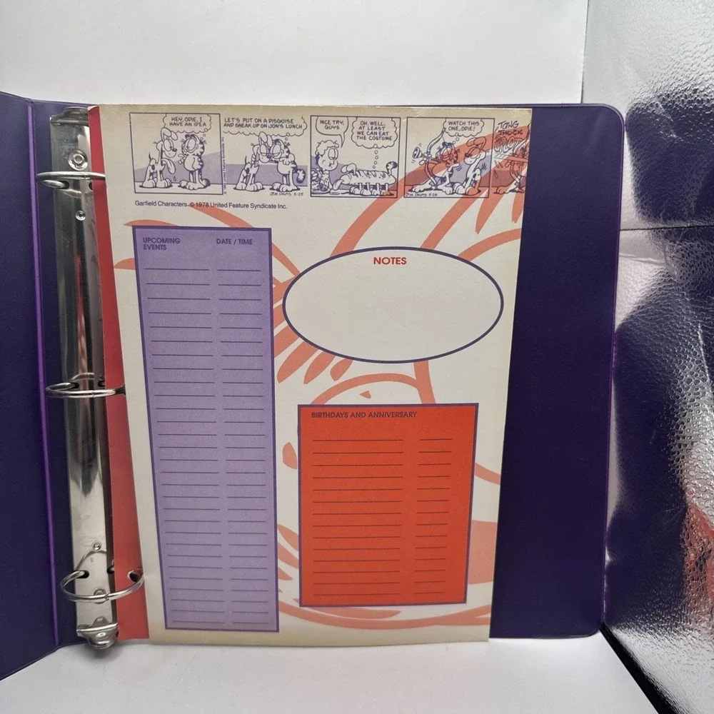 Vintage Garfield Mead 3-Ring Binder Planner Clipboard Metal Clip & Planner 1990s